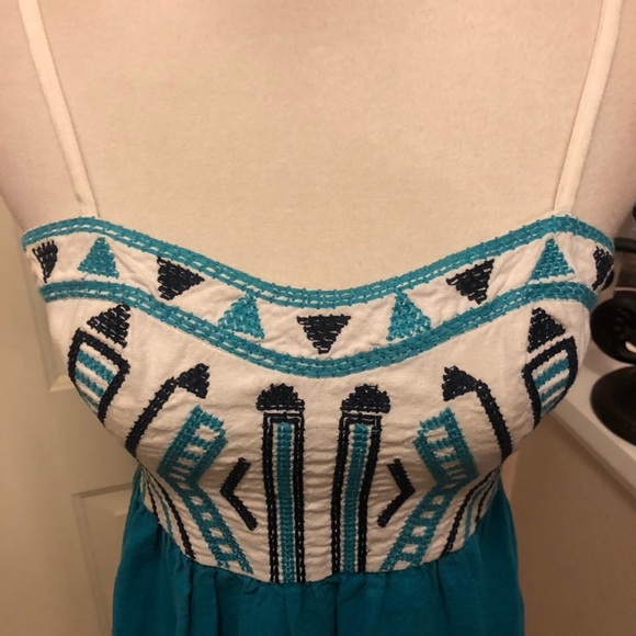 Anthropologie Staring At Stars Teal Midi Dress - Picture 4 of 8